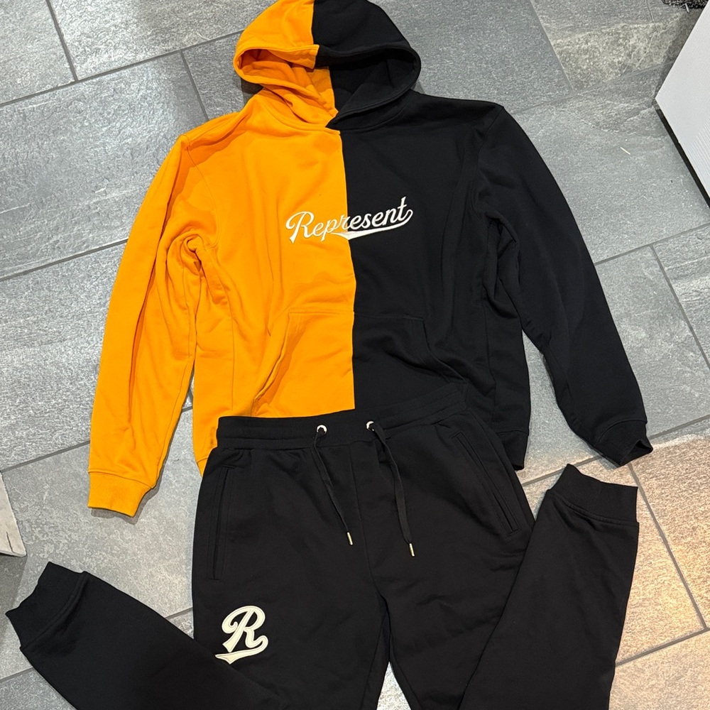 Represent -Transformation Church-Mike Todd-Black & Orange Hoodie and Joggers Set